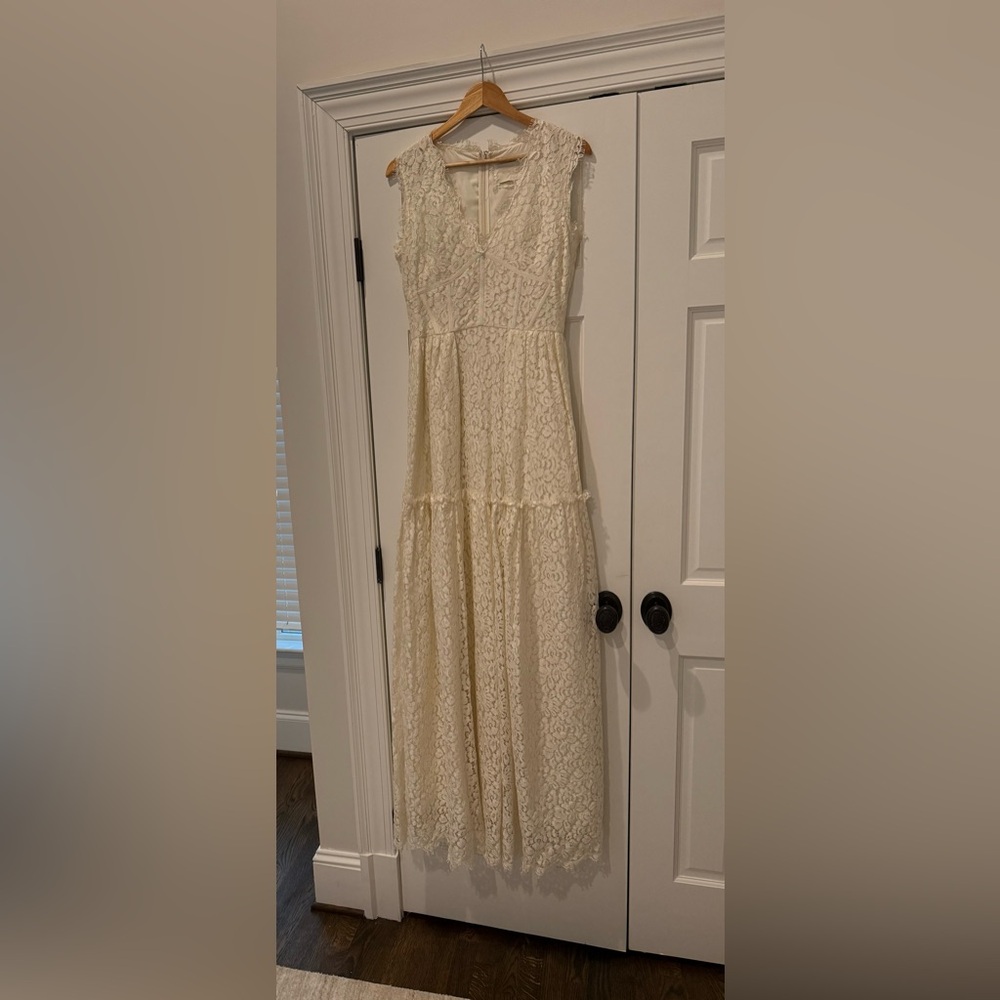 Sophia Kah- Cream Lace Maxi Dress- Size 14